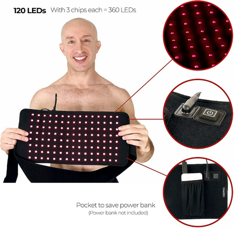 VitaliZEN Panacea Red Light Therapy Belt - Red & Near Infrared Light Therapy Device With 120 LEDs