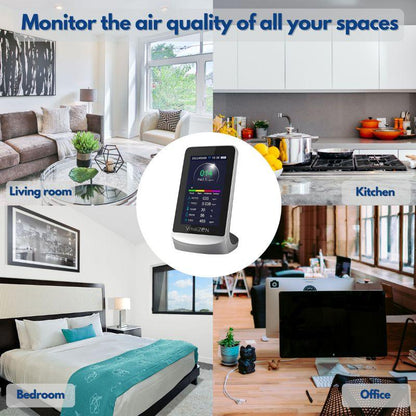 VitaliZEN Indoor Air Quality Pollution Monitor Detects PM2.5, Fine Dust, CO2, TVOC, Formaldehyde, Temperature, and Humidity with WiFi to Connect Your Android or iOS Device - Real Time and Accurate - VitaliZEN