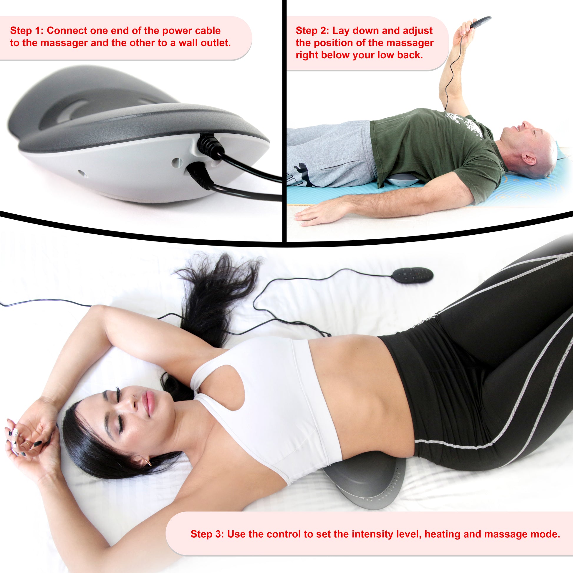 Low frequency pulse lumbar spine massager home physiotherapy waist support  heating waist and abdomen kneading massager